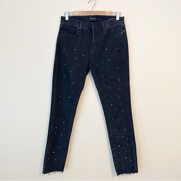 Driftwood Jackie Black Pearl Studded Raw Hem Jeans - Size 29 - Picture 14 of 14